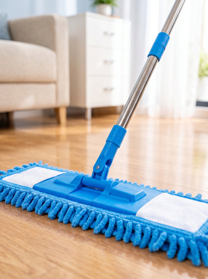 Panda House Hold Microfiber Mop – 40cm Flat Mop with 4FT Handle, High Absorbency
