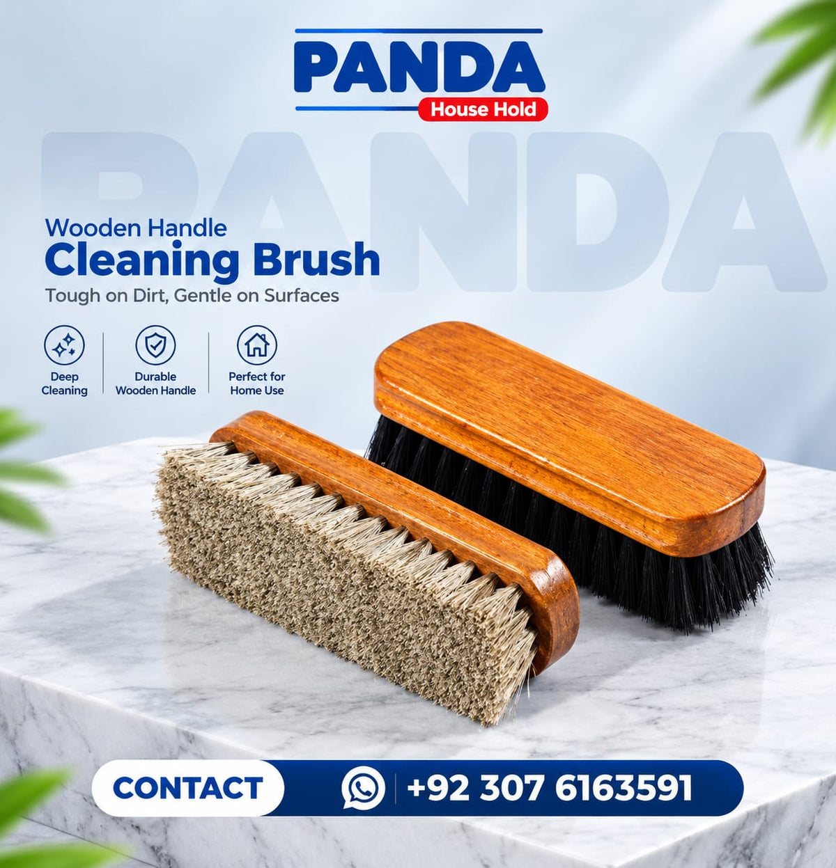 Panda House Hold Wooden Cleaning Brush – Shoe Brush (Pack of 2)