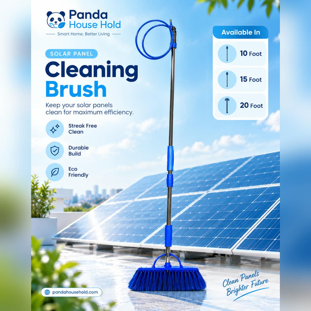 Solar Panel Cleaning Brush | Soft Bristle Solar Cleaner Panda house hold